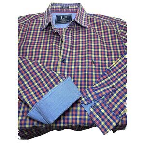 Louis Philippe Classic Fit Button-Up Shirt Men's Size 39 Large Multicolor